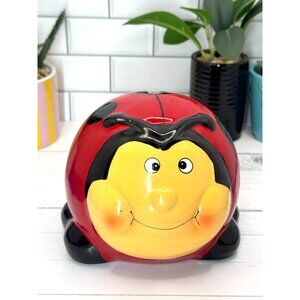 Burton + Burton Ceramic Ladybug Coin Bank Red & Black Decorative Piggy Bank